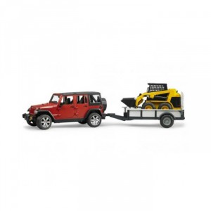 Игрушка Bruder Jeep Wrangler Unlimited Rubicon Внедорожник c прицепом-платформой и колёсным мини погрузчиком (02-925)