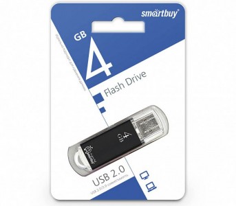 Накопитель Smartbuy USB2 Flash 4GB V-Cut, черный (SB4GBVC-K)