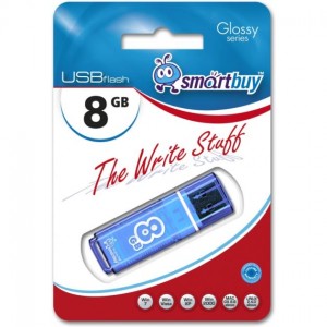 Флешка Smartbuy Glossy 8Гб, Голубой, USB 2.0