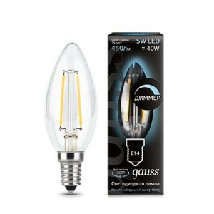 Лампа Gauss Black Filament LED Candle E14 5W 4100K димм (103801205-D)