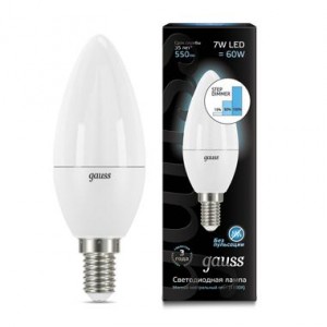 Лампа Gauss Black LED Candle E14 7W 4100K Step Dimmable (103101207-S)