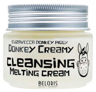 Очищающий крем для снятия макияжа ELIZAVECCA Очищающий сливочный крем для удаления загрязнений и макияжа "Donkey Creamy Cleansing Melting Cream"