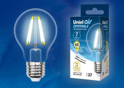 Лампа Uniel Air LED-A60-7W/NW/E27/CL/DIM GLA01TR (UL-00002874)