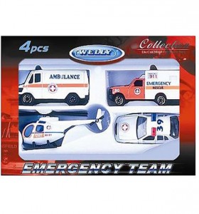 Машинка Welly Welly 98630-4B Велли Игровой набор "Служба спасения - скорая помощь" 4 шт (149754)