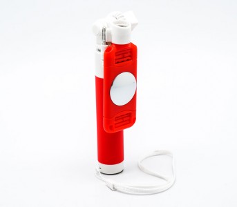 Монопод для селфи Devia 360° Selfie Stick Wire, проводной, 3.5 мм, красный (993764)