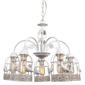 Подвесная люстра Arte Lamp Decorative Classic с 5 плафонами металл бело-золотая (A5090LM-5WG)