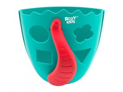 Детские игрушки для ванной Roxy-Kids ROXY-KIDS RTH-001M Органайзер-сортер DINO для игрушек и банных принадлежностей, мятный