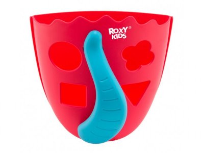Детские игрушки для ванной Roxy-Kids ROXY-KIDS RTH-001R Органайзер-сортер DINO для игрушек и банных принадлежностей, коралловый