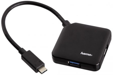 USB-концентратор Hama Type-C Hub (00135750), разъемов: 4 чёрный