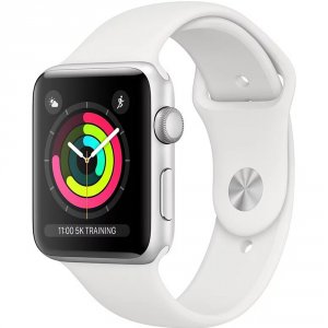 Смарт-часы Apple Умные часы Apple Watch Series 3, 38 мм, корпус из серебристого алюминия, спортивный ремешок белого цвета (MTEY2RU/A)
