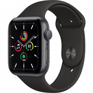 Умные часы Apple Watch SE, 44 мм, корпус из алюминия цвета «серый космос», спортивный ремешок (MYDT2RU/A)