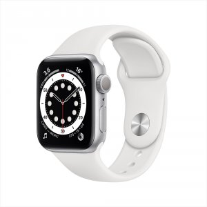 Умные часы Apple Watch Series 6, 40 мм, корпус из алюминия серебристого цвета, спортивный ремешок (MG283RU/A)