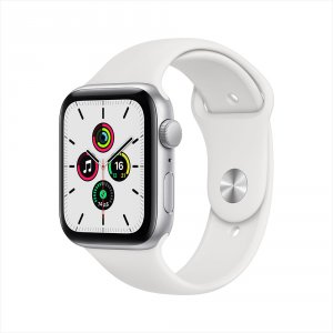 Умные часы Apple Watch SE, 44 мм, корпус из алюминия серебристого цвета, спортивный ремешок (MYDQ2RU/A)
