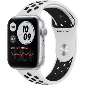 Смарт-часы Apple Watch Nike Series 6, 44 мм, корпус из алюминия серебристого цвета, спортивный ремешок Nike (MG293RU/A)