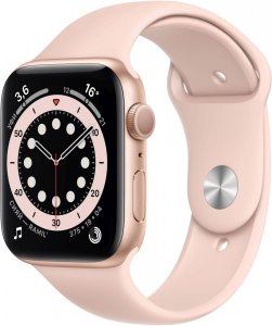 Умные часы Apple Watch Series 6, 44 мм, корпус из алюминия золотого цвета, спортивный ремешок (M00E3RU/A)