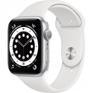 Умные часы Apple Watch Series 6, 44 мм, корпус из алюминия серебристого цвета, спортивный ремешок (M00D3RU/A)