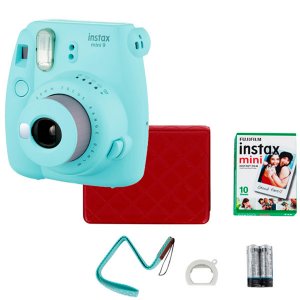 Фотоаппарат моментальной печати Fujifilm Instax MINI 9 Set Fest, голубой лед (красный альбом, кассета 10 л.) (сн 70100142115)