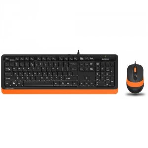 Комплекты (Клавиатура+Мышь) A4Tech Fstyler F1010 черный/оранжевый (F1010 ORANGE)