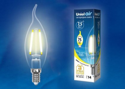 Лампа светодиодная Uniel Air Свеча на ветру E14 7,5W 220V 3000K (UL-00003248)