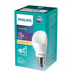 Светодиодная лампа Philips Essential Е27 7 Вт 680 лм 3000 К груша (Б0042363)