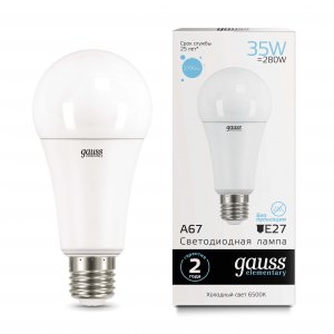 Лампа светодиодная Gauss Led elementary a67 35w e27 2790lm 6500k 1/10/50 (70235)