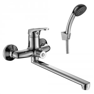 Смеситель Decoroom DR37043 одноручный для ванны универсальный с поворотным изливом 300 мм (хром)