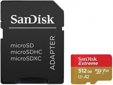Карта памяти SanDisk microSD SDSQXA1-512G-GN6MA Extreme + adapter 512Gb