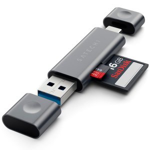 Разветвитель для компьютера Satechi Aluminum Type-C USB 3.0 Card Reader (серый космос) (ST-TCCRAM)