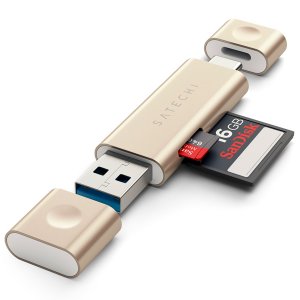 Разветвитель для компьютера Satechi Aluminum USB 3.0 + USB Type-C - SD/microSD Gold (ST-TCCRAG)