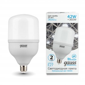 Лампа светодиодная Gauss Elementary LED T120 E27 42W 3600lm 4000K (63224)