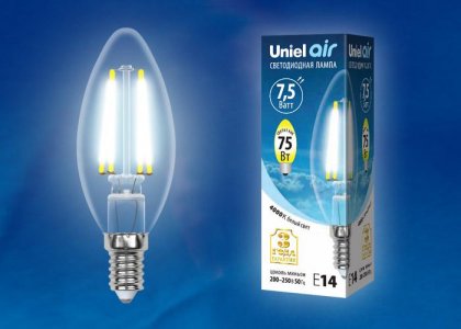 Лампа светодиодная Uniel Led-c35-7,5w/nw/e14/cl (UL-00003247)