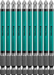 Бита Kraftool Биты KRAFTOOL, PH2, 100 мм, тип хвостовика E 1/4", 10 шт в блистере (26122-2-100-10)