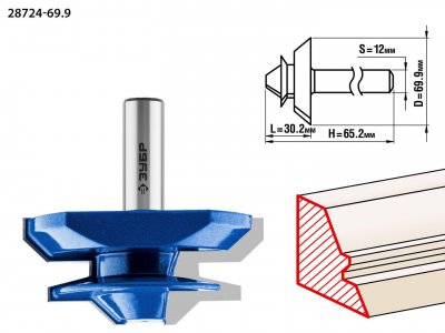 Фреза Зубр Ф69.9мм S12мм I30.2мм (28724-69.9)