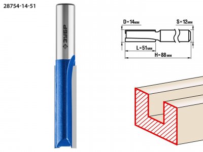 Фреза Зубр Ф14мм S12мм I51мм (28754-14-51)