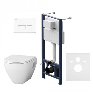 Комплект унитаза с инсталляцией Am.Pm Spirit V2.0 FlashClean IS47001.701738 с сиденьем Микролифт и клавишей смыва Белый