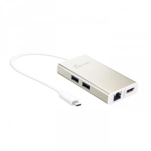 Переходник j5create USB-C HDMI Ethernet USB 3.0 Type-A PD 2.0 (золотой) (JCA374)