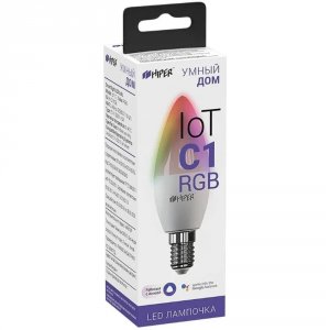 Умная лампочка HIPER IoT C1 RGB, 6 Вт, 2700 - 6500 К, Е14 (HI-C1 RGB)