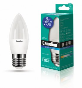 Лампочка Camelion LED8-C35/865/E27