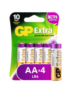 Батарейки GP Extra Alkaline AA (LR6), 4 шт (15AX-CR4) (5585287)