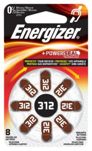 Батарейки для слухового аппарата Energizer Zinc Air 312 DP-8, 8 шт
