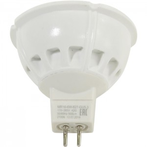 Лампа светодиодная ЭРА MR16 GU5.3 6W 220V желтый свет