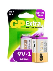 Батарейка GP Extra Alkaline 1604 (Крона, 9V), 1 шт.(1604AX-CR1) (5585287)