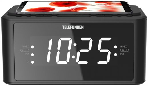 Радиоприемник с часами Telefunken TF-1595U чёрный (TF-1595U(ЧЕРНЫЙ))