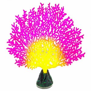 Декор для аквариумов GLOXY Флуоресцентный Коралл веерный розовый 13,5х3х16см