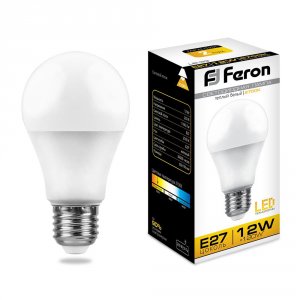 Лампа светодиодная FERON A60 E27 12W 220V 2700K LB-93 (25489)