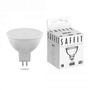 Лампа светодиодная Saffit 9W 6400K 230V GU5.3 MR16 SBMR1609 (55086)