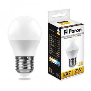 Лампа светодиодная FERON Шар E27 7W 220V 2700K LB-95 (25481)