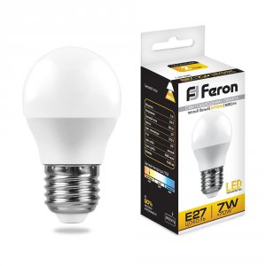 Лампа светодиодная FERON Шар E27 7W 220V 6400K LB-95 (25483)