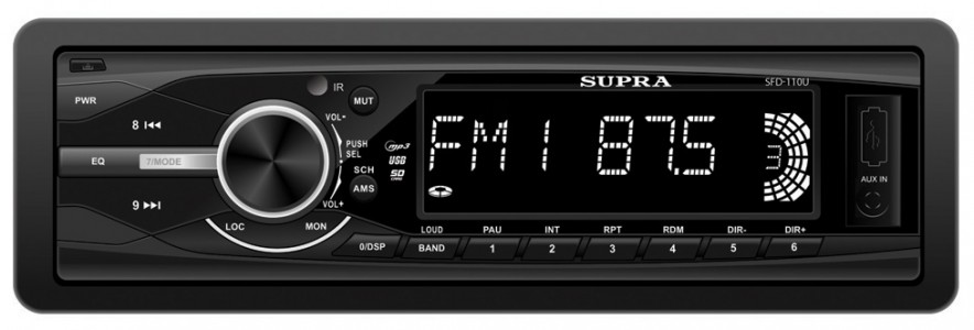 Автомагнитола Supra SFD-110U USB MP3 SD MMC без CD-привода 1DIN 4x50Вт Черный