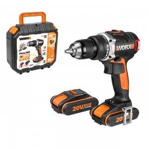 Дрель аккумуляторная Worx Дрель-шуруповерт аккумуляторная WORX WX175, 20В, бесщеточная, 2Ач x2, кейс
